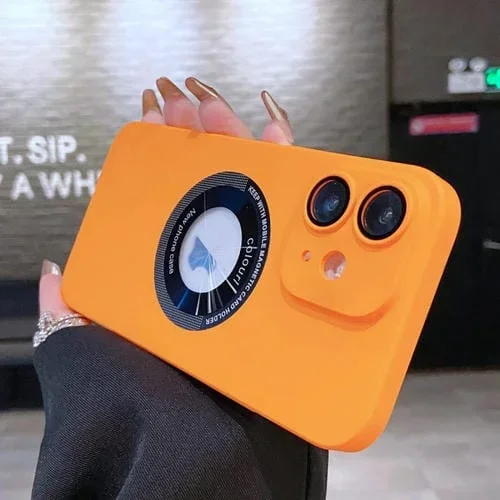 Funda Magnética para iPhone 11 Inyección de Aceite de Galvanoplastia Magsafe para PC (Naranja)