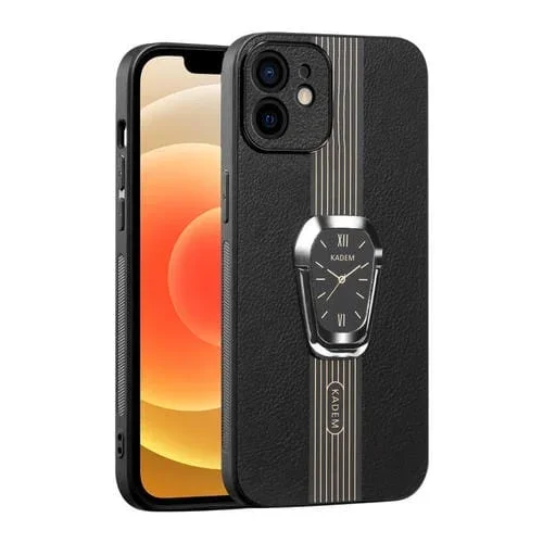 Funda Magnética para iPhone 12 con Parte Trasera de Cuero Litchi y Soporte (Negro)