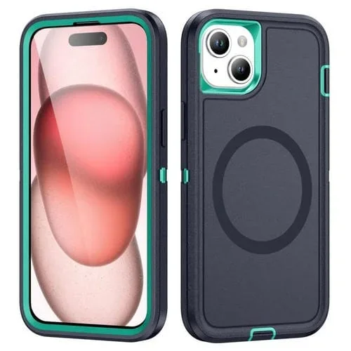 Funda Magnética para iPhone 14 Plus/15 Plus Life Resistente al Agua y Magsafe (Azul Oscuro + Azul Claro)