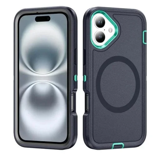 Funda Magnética para iPhone 16 Plus con Protección Magsafe Resistente al Agua (Azul Oscuro y Azul Claro)