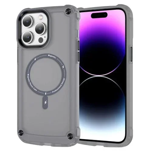 Funda Magnética para iPhone 16 Pro Max TPU + PC Magsafe con Tacto de Piel (Negro Transparente)