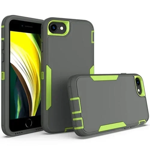Funda Magnética para iPhone 6/7/8 PC + TPU 2 En 1 (Gris + Verde Fluorescente)