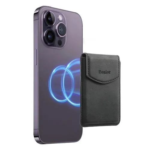 Funda magnética para teléfono Denior V12 Magsafe de PU para tarjetas (Negra)