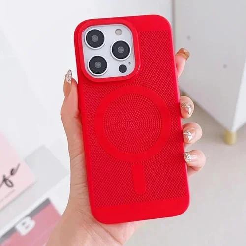 Funda Magnética para Teléfono iPhone 14 Grid Cooling Magsafe (Rojo)