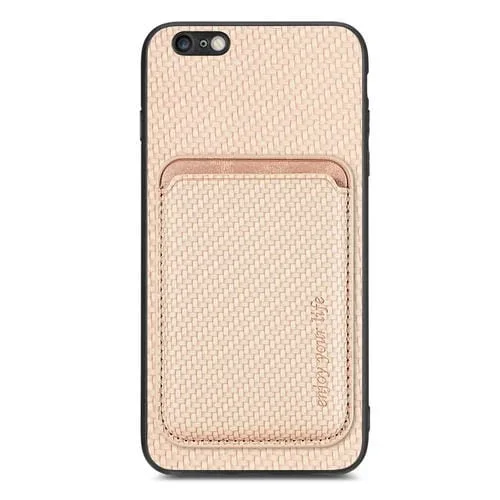Funda Magnética para Teléfono iPhone 6 / 6S Cuero Fibra de Carbono Magsafe (Caqui)