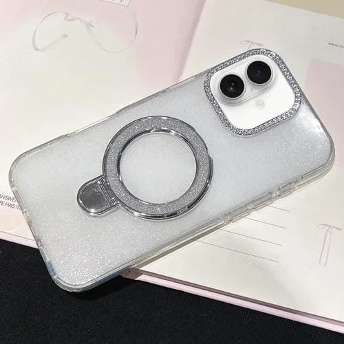 Funda MagSafe con diamantes brillantes degradados para iPhone 17 (blanca)