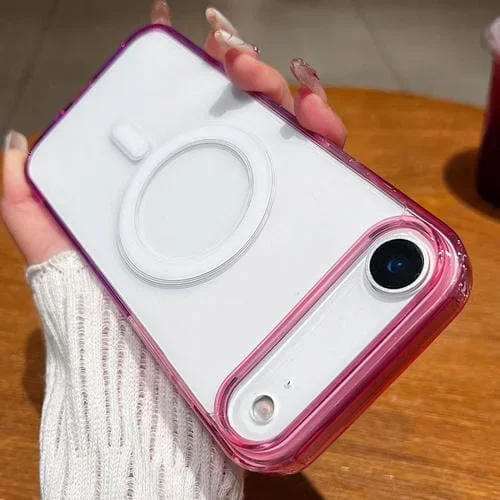 Funda MagSafe transparente con degradado de color en contraste para iPhone 17 Air (morado, rosa y morado claro)