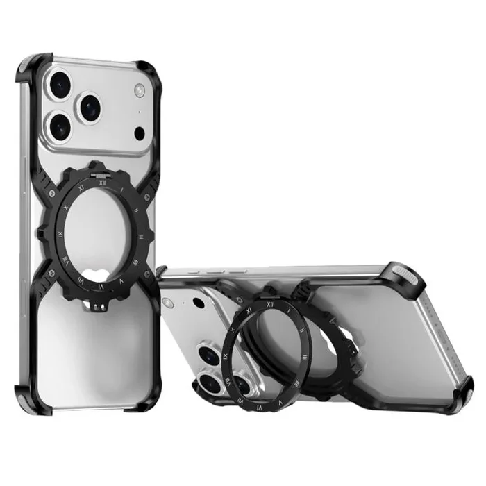 Funda metálica sin bordes con soporte MagSafe para iPhone 17 Pro (negro)