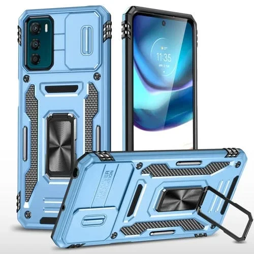 Funda Motorola Moto G42 Armor PC y TPU con Protector de Cámara (Azul Claro)