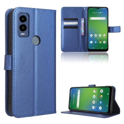 Funda para Cricket Innovate E 5G de Cuero con Textura Diamante (Azul)