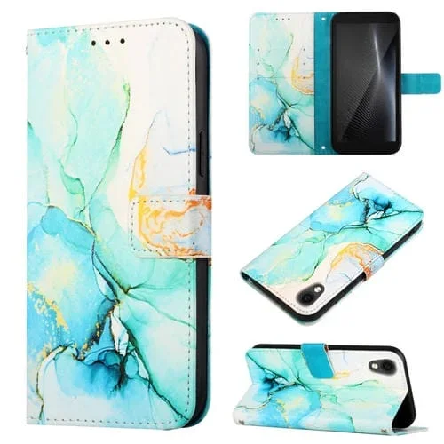 Funda para Cubot Pocket Pt003 con Tapa de Cuero y Patrón Mármol (Verde)