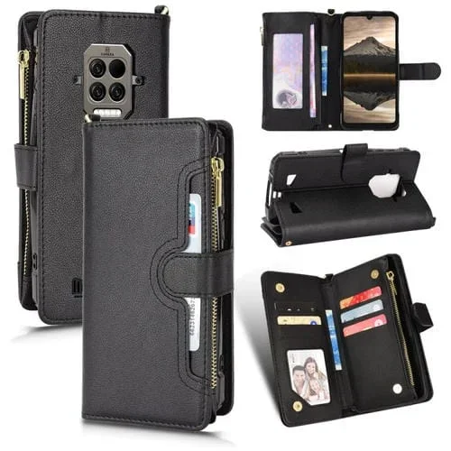 Funda para Doogee S86 y S86 Pro Litchi Texture Camper Función (Negro)
