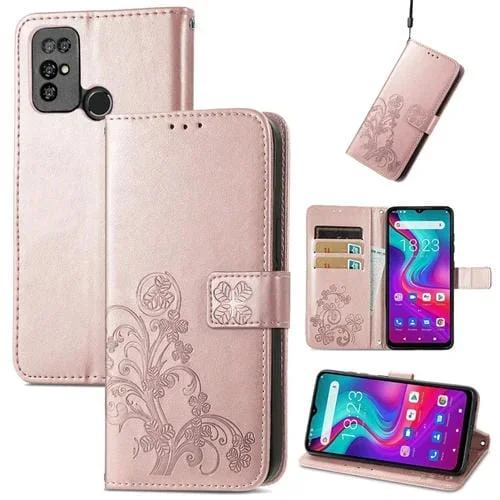 Funda para Doogee X96 Pro de Cuero con Hebilla en Relieve, Cordones, Tarjetas y Función Soporte (Oro Rosa)