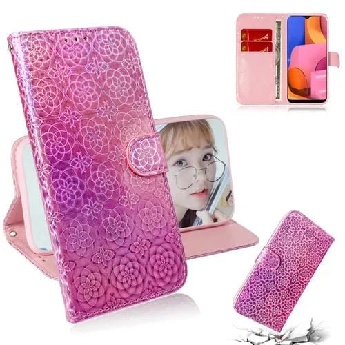 Funda para Galaxy A20S Cuero PU Hebilla Magnética Tapa Horizontal Soporte Ranuras Tarjetas Billetera Cordón (Rosa)