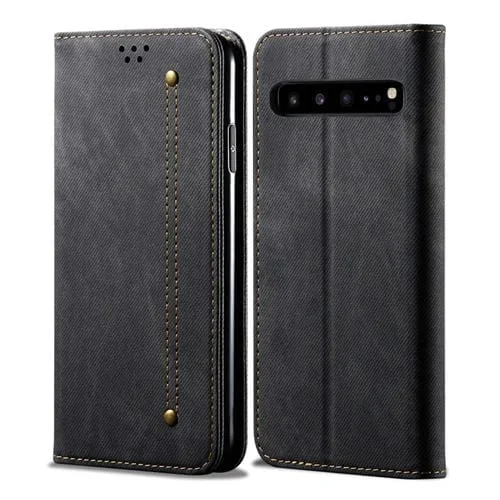 Funda para Galaxy S10 5G de Cuero con Tapa Horizontal, Textura Mezclilla, Soporte, Ranuras para Tarjetas y Billetera