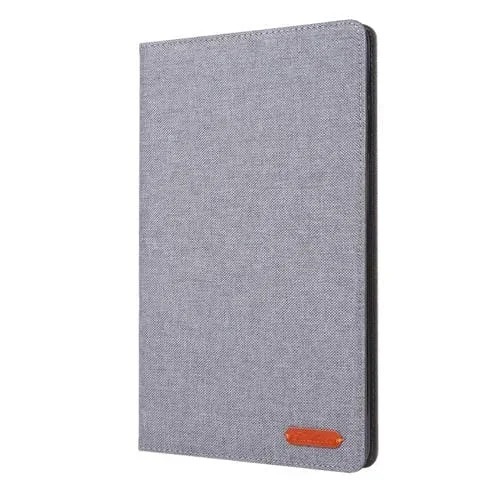 Funda para Galaxy Tab A 10.1 (2019) T510 T515 Cuero Pu Tapa Horizontal Tela Teature Ranuras Tarjetas (Gris)