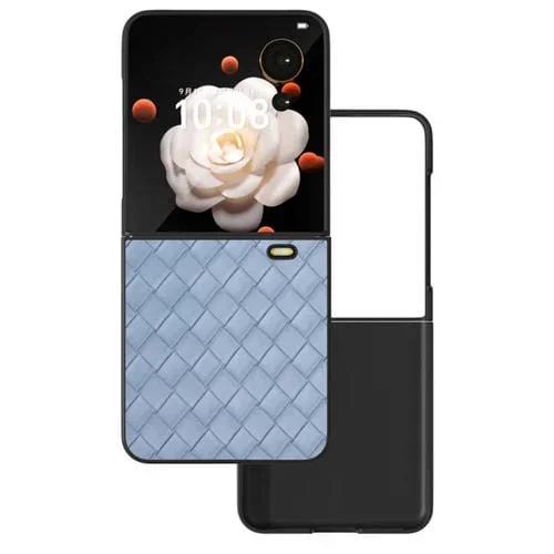Funda para Honor Magic V Flip de PU con Textura Tejida y Marco Negro (Azul Claro)