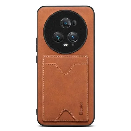 Funda para Honor Magic5 Ultimate Denior PU Contraportada con Ranura para Tarjeta (Marrón)