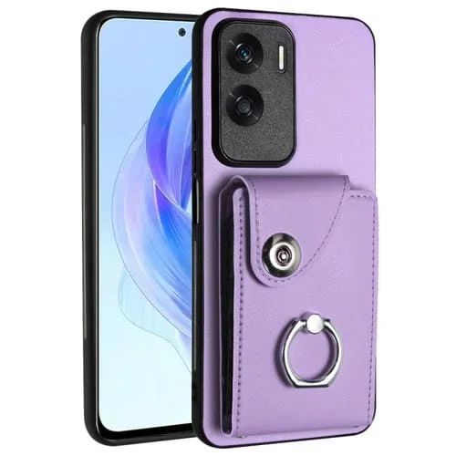 Funda para Honor X50I / 90 Lite de PU con Soporte para Anillo y Bolsa para Tarjeta (Púrpura)