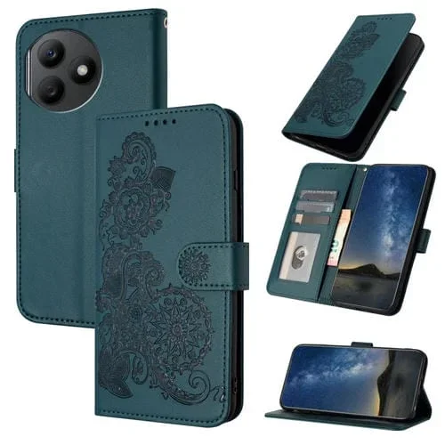 Funda para Honor X50I Datura Flower Cuero con Tapa En Relieve (Verde Oscuro)