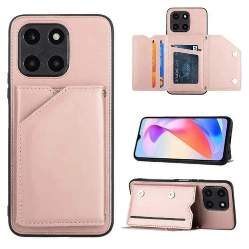 Funda para Honor X6A 4G Skin Feel PU + TPU con Ranuras para Tarjetas para PC (Oro Rosa)