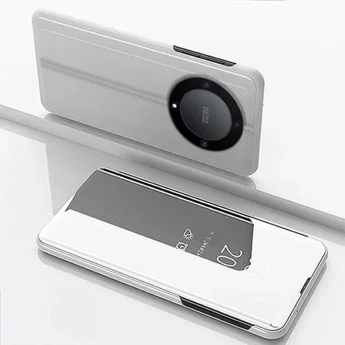 Funda para Honor X9B de Cuero con Tapa Horizontal, Espejo y Soporte (Plateado)