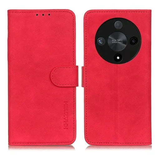 Funda para Honor X9B Khazneh de Cuero con Tapa y Textura Retro (Rojo)