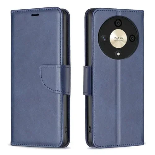 Funda para Honor X9B y Magic 6 Lite 5G de Cuero con Tapa y Textura Piel de Cordero (Azul)