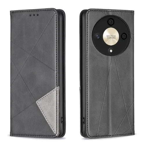 Funda para Honor X9B y Magic6 Lite 5G de Cuero Magnético con Textura de Rombo (Negro)