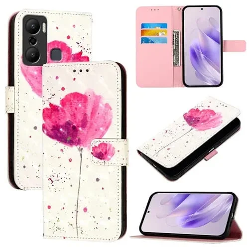 Funda para Infinix Hot 20 Play de Cuero con Tapa Horizontal y Pintura 3D (Flor)