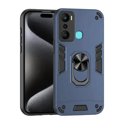 Funda para Infinix Hot 20I con Soporte de Anillo de Metal y Protección a Prueba de Golpes (Azul)