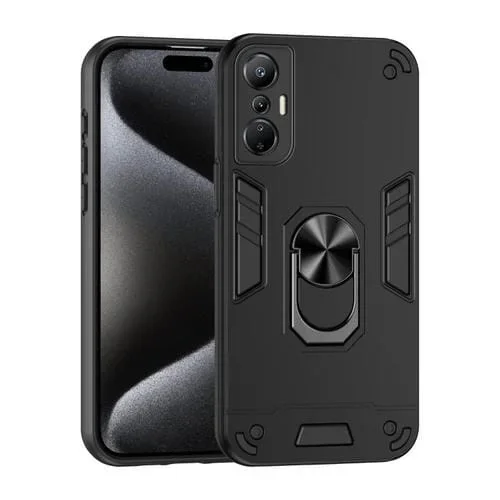 Funda para Infinix Hot 20S con Soporte de Anillo de Metal y Antigolpes (Negro)