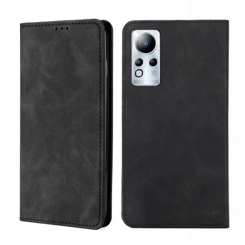 Funda para Infinix Note 11 Skin Feel tapa horizontal magnética de cuero (Negro)