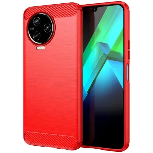 Funda para Infinix Note 12 (2023) TPU Fibra de Carbono Textura Cepillada (Rojo)