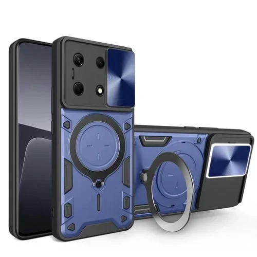 Funda para Infinix Note 30 4G y 5G Cd Texture Sliding Camshield con Soporte Magnético (Azul)