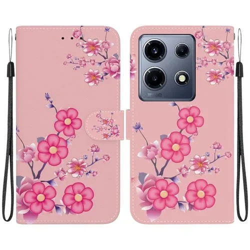 Funda para Infinix Note 30 Vip Crystal Texture de Cuero con Dibujo Flores de Cerezo