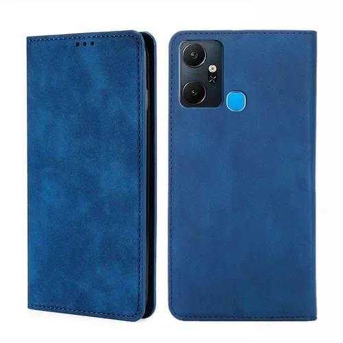 Funda para Infinix Smart 6 Plus Skin Feel Flip Horizontal Magnética de Cuero (Azul)