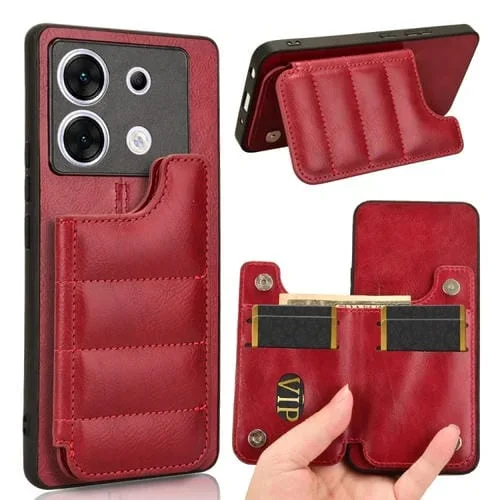 Funda para Infinix Zero 30 5G con Bolsa para Tarjetas y Patrón de Vaca (Rojo)