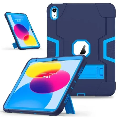 Funda para iPad 2025/2022 Silicona y PC con Soporte (Azul Marino)