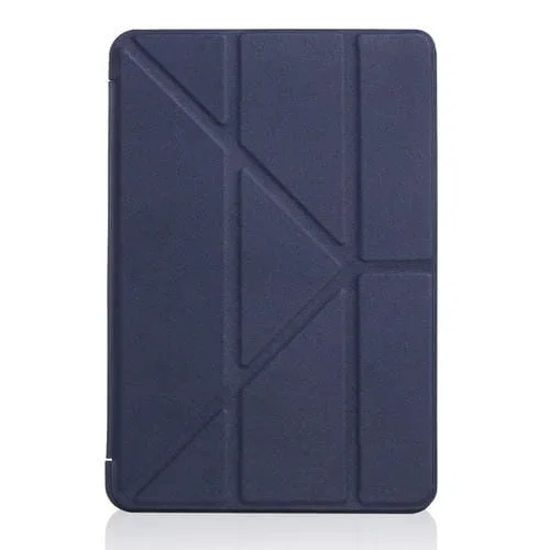 Funda para iPad Mini 2019 Cuero PU Textura Mijo + Gel de Sílice Soporte Plegable (Azul Oscuro)