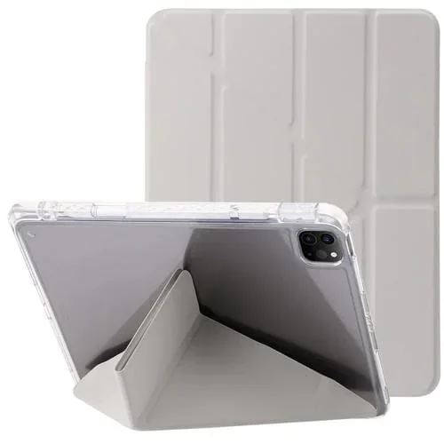 Funda para iPad Pro 11 (2024) piel sintética deformada acrílica Transparente (Gris)