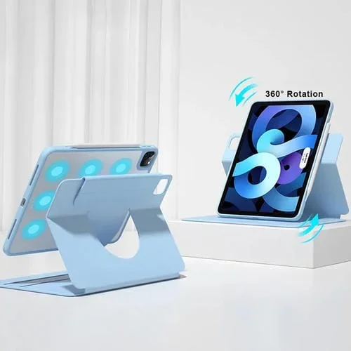 Funda para iPad Pro 12.9 2022/2021/2020/2018 con Soporte Frontal Giratorio y Clear Back (Azul Cielo)