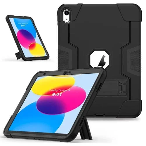 Funda para iPad Silicona y PC con Soporte iPad 2025/2022 (Negro)