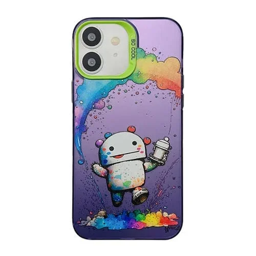 Funda para iPhone 11 Cute Animal Pattern Series PC + TPU Phone Case Robots