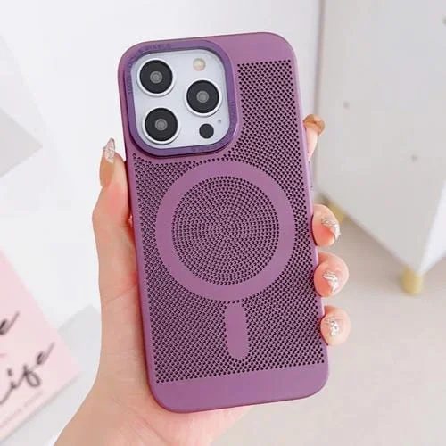 Funda para iPhone 11 Grid Cooling Magsafe Magnética para Teléfono (Rojo Ciruela)