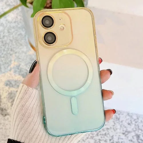Funda para iPhone 11 Magsafe Magnetic TPU con Caja Acrílica Degradada (Amarillo Verde)