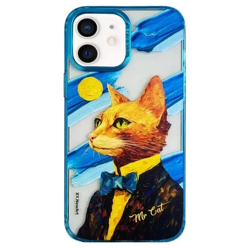 Funda para iPhone 11 PC Mr Cat Patrón de Pintura al Óleo