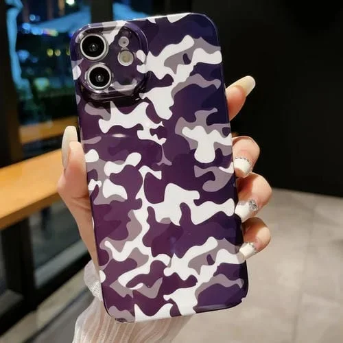 Funda para iPhone 11 PC Precise Hole Camouflage Pattern (Blanco Púrpura)