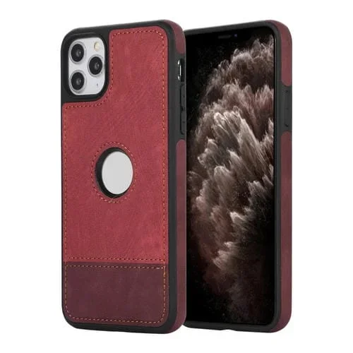 Funda para iPhone 11 Pro Empalme Costura Caja de Teléfono de PU con Recorte (Rojo)