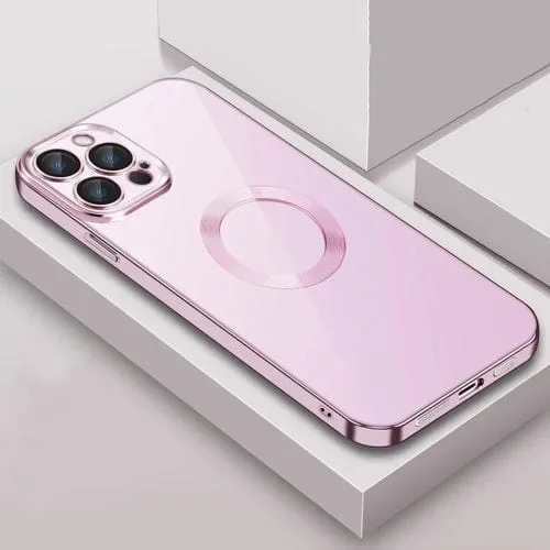 Funda para iPhone 11 Pro Max 9D Película de Lente Electrochapado PC Transparente TPU Rosa